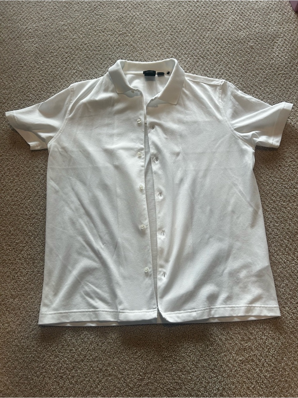 Boss White Short-Sleeve Button-Front Polo